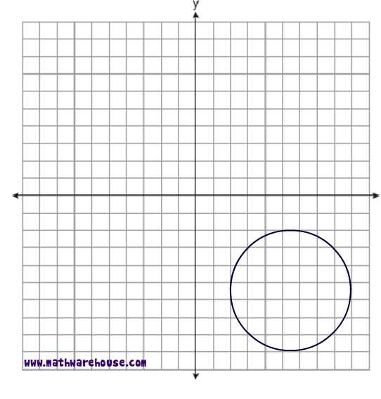 Equation of Circle Worksheet (pdf). Free worksheet with visual aides