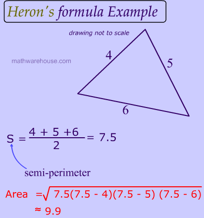 mobile verson specific example of herons formula 