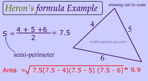 specific example of herons formula