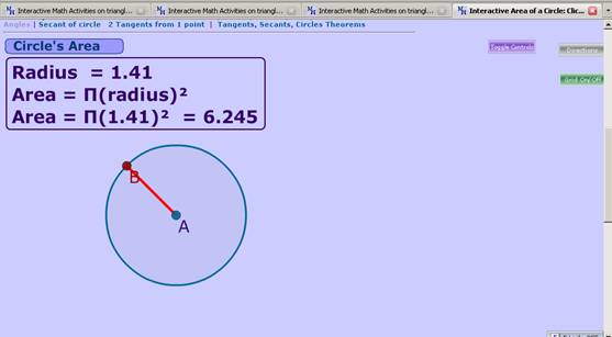  Interactive Circumference · Interactive Area of circle