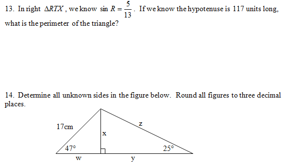 Sine, Cosine, Tangent Cumulative (pdf) and Answer Key. Questions on all