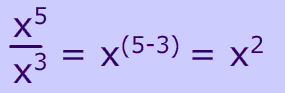 Subtract exponents formula