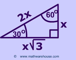 Special Triangles Formulas. 30 60 and 45 45 90 special right triangles Examples, Pictures and practice problems