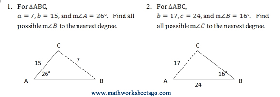 Ambiguous Case Of Law Of Sines Worksheet pdf With Answer Key Visual Explanations And 