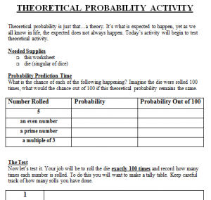probability worksheet